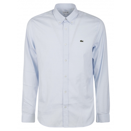Lacoste camicia uomo celeste cotone