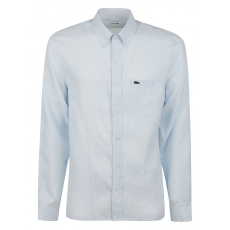Lacoste camicia uomo celeste lino