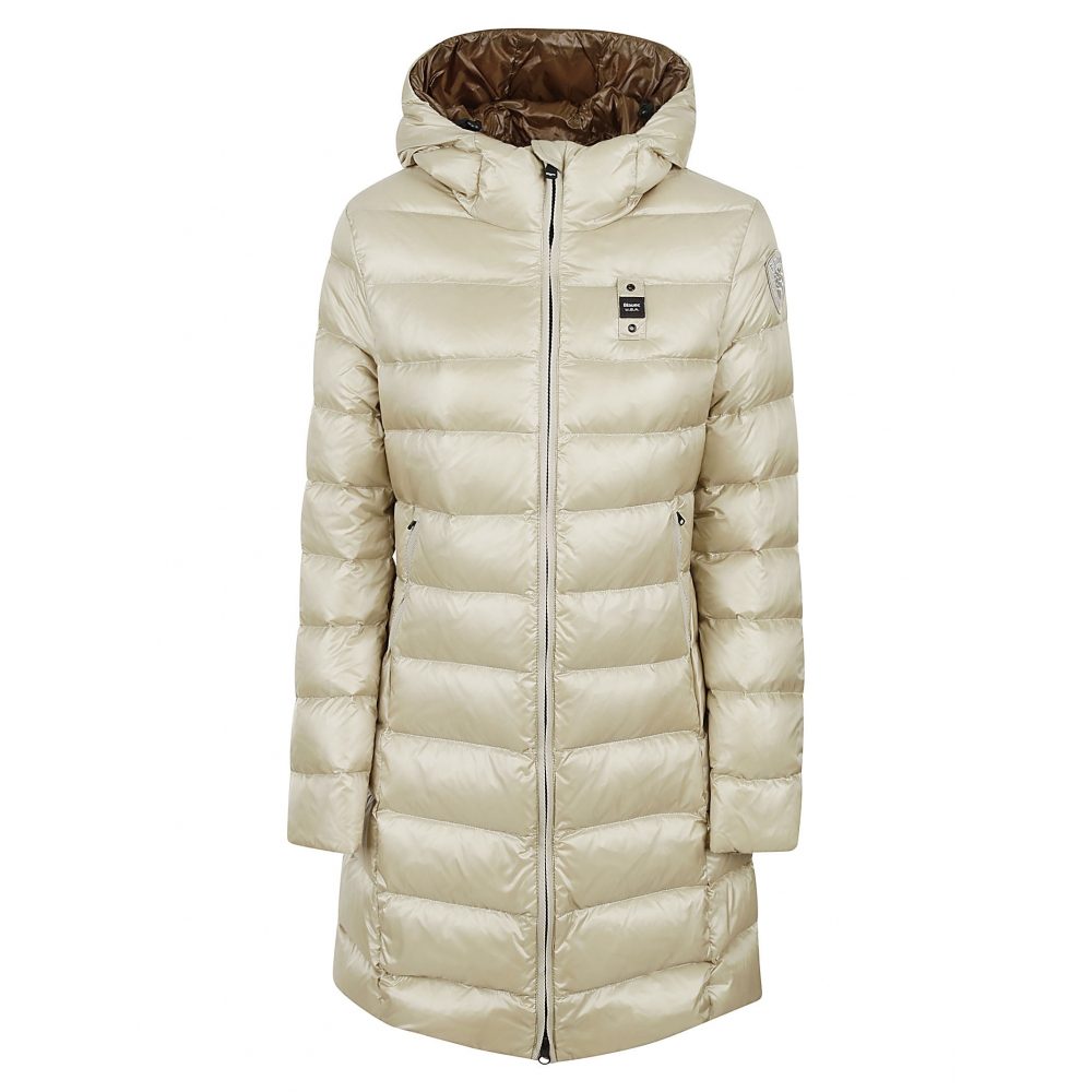 Blauer blauer giubbotto lungo donna beige con cappuccio