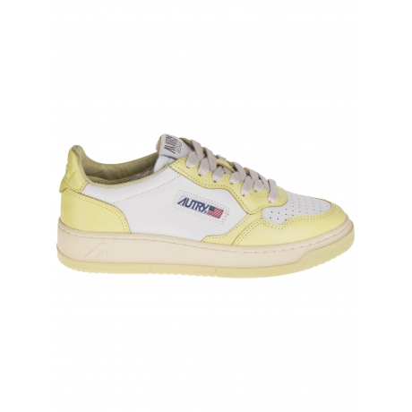 Autry scarpe donna in pelle bicolor bianco e giallo