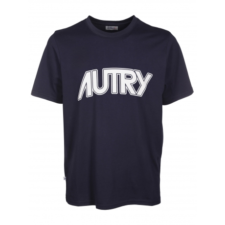 Autry t-shirt uomo in cotone blu con logo