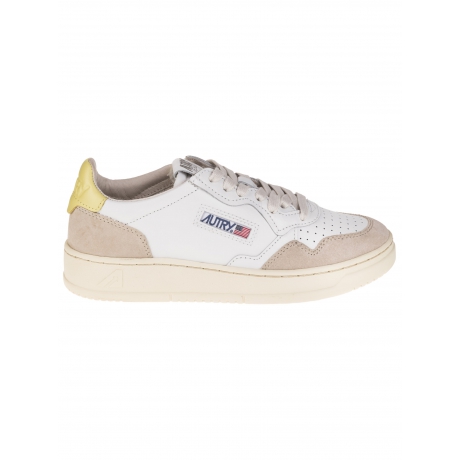 Autry scarpe donna medalist in pelle e camoscio bianco e giallo