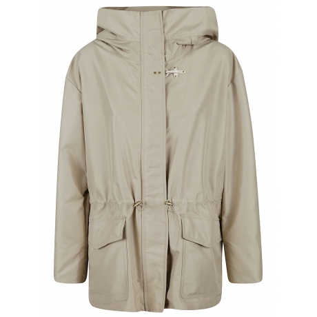 Fay parka donna con cappuccio sfoderato in popeline tecnico beige