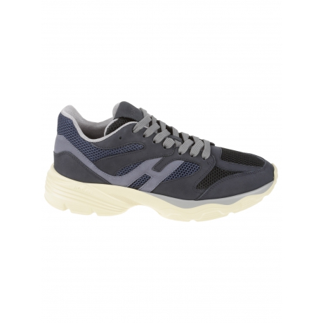 Hogan scarpa uomo jogging in nabuck e nylon blu