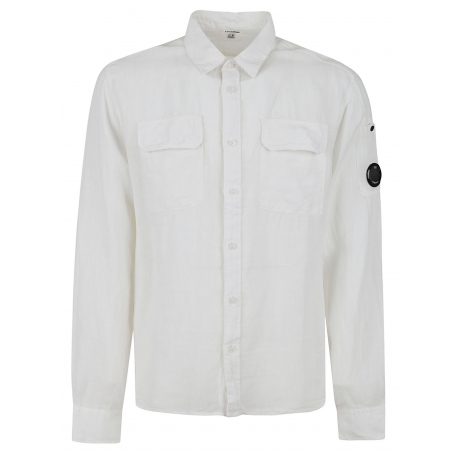 Cpcompany camicia uomo con tasche in lino bianco