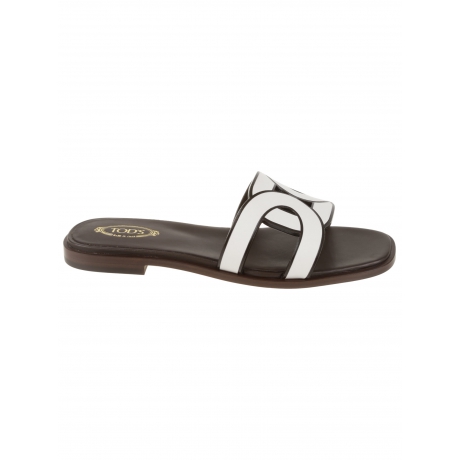 Tod's sandalo flat donna con intreccio in pelle bianco