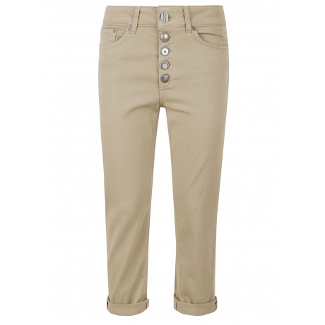 Dondup jeans koons donna cropped in denim di cotone beige