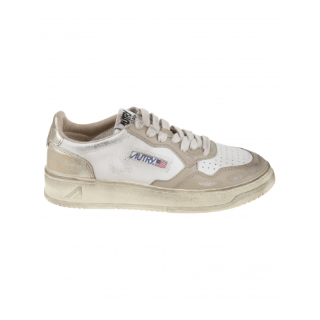 Autry scarpa donna  medalist low super vintage in pelle bianca e beige