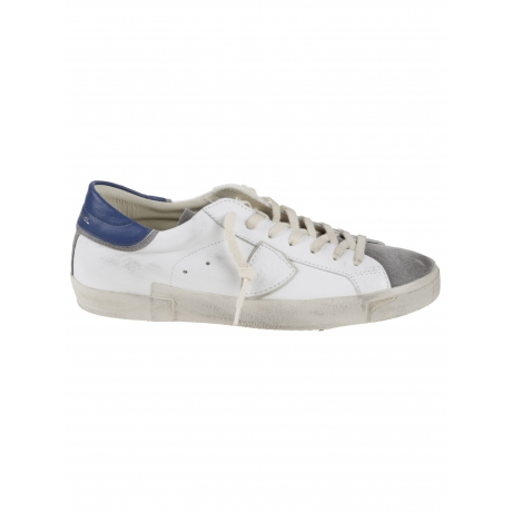 Philippe Model sneakers uomo fondo cassetta prsx pelle e camoscio bianco e bluette