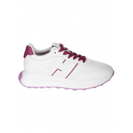 Hogan scarpa donna running h641 pelle bicolor bianca e fucsia