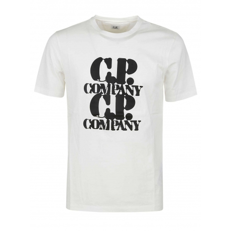 Cpcompany t-shirt uomo in cotone bianco con logo grafico