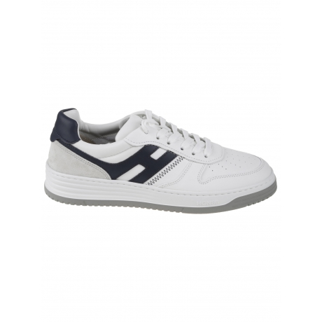 Hogan scarpa uomo basket h 360 in pelle bicolor bianca e blu