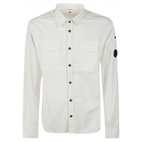 Cpcompany Overshirt uomo in gabardina di cotone bianco