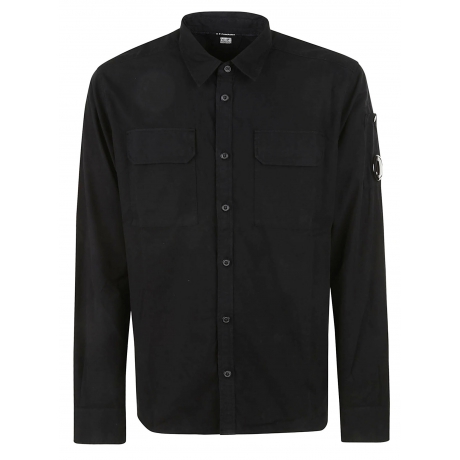 Cpcompany overshirt uomo in gabardina di cotone nero