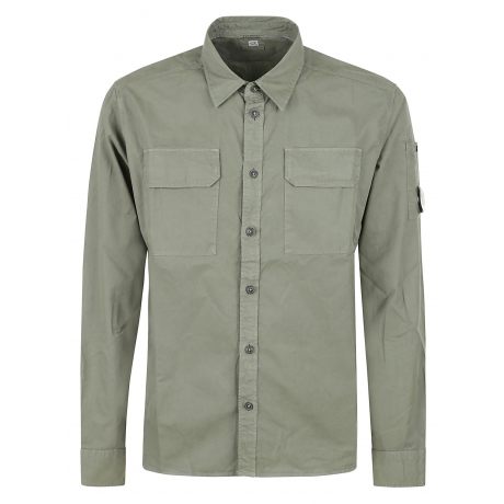 Cpcompany Overshirt uomo in gabardina di cotone verde