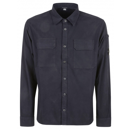 Cpcompany Overshirt uomo in gabardina di cotone blu