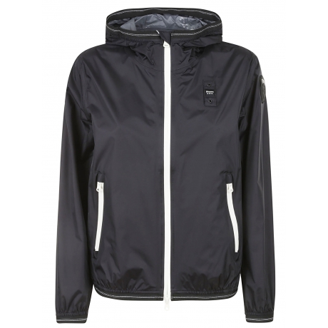 Blauer cerata donna in nylon nastrato con zip nero e perfilo bianco