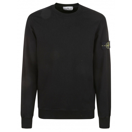 Stone Island felpa uomo girocollo in cotone malfile' nero