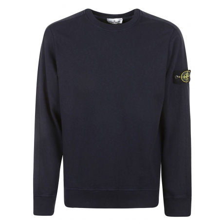 Stone Island Felpa uomo girocollo in cotone malfile' blu