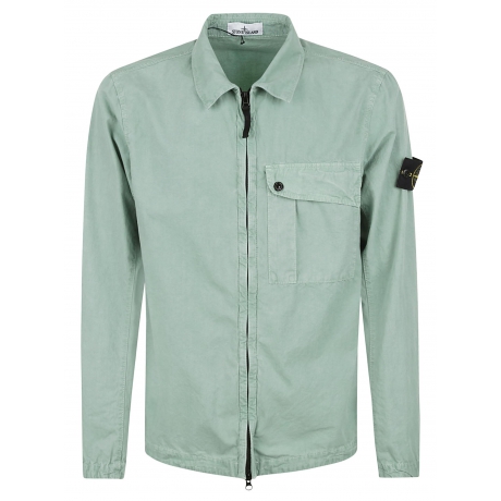 Stone Island overshirt uomo in cotone verde chiaro