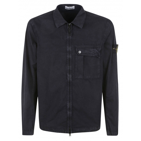 Stone Island overshirt uomo in cotone blu scuro