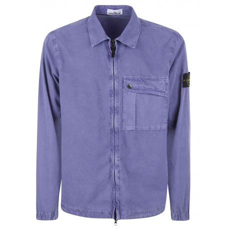 Stone Island Overshirt uomo in cotone viola