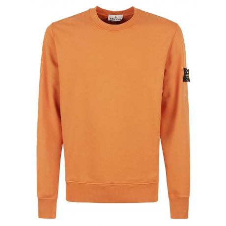 Stone Island felpa uomo girocollo in cotone arancio