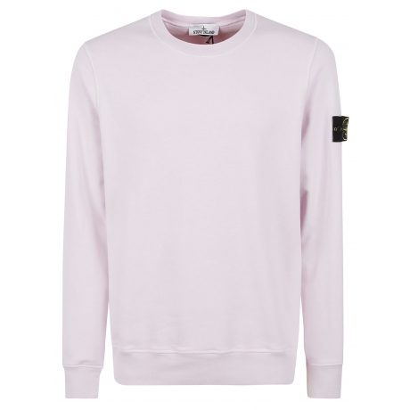 Stone Island felpa uomo girocollo in cotone rosa