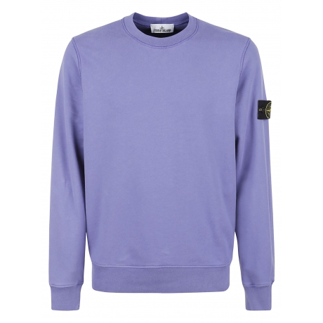 Stone Island felpa uomo girocollo in cotone viola