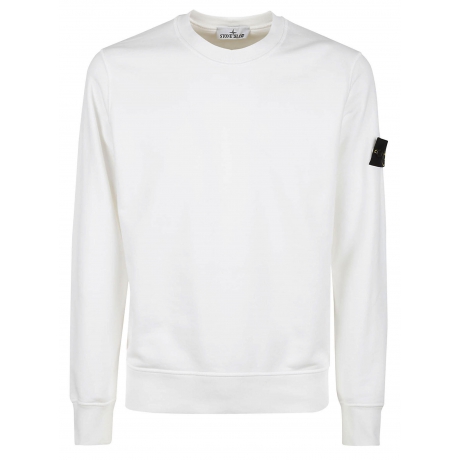 Stone Island felpa uomo girocollo in cotone bianco