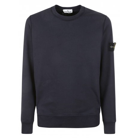 Stone Island felpa uomo girocollo in cotone blu