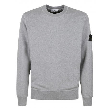 Stone Island felpa uomo girocollo in cotone grigio