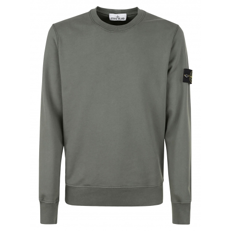 Stone Island felpa uomo girocollo in cotone verde