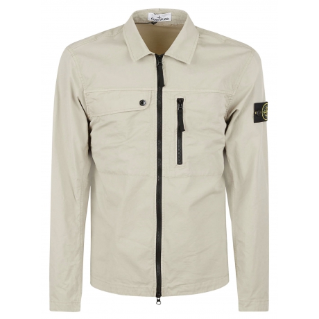 Stone Island overshirt uomo in twill di cotone supima beige