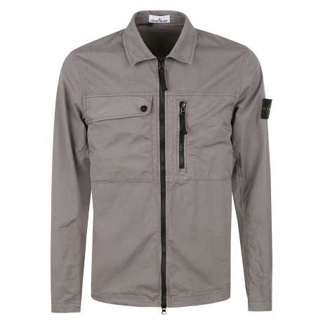 Stone Island overshirt uomo in twill di cotone supima tortora