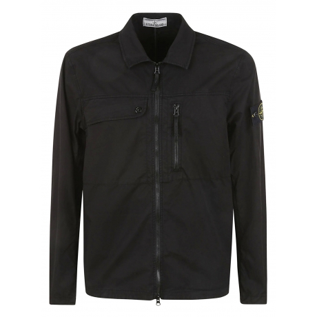 Stone Island overshirt uomo in twill di cotone supima nero