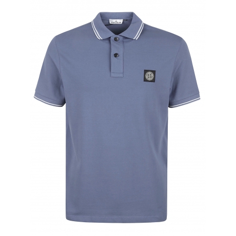 Stone Island polo uomo in cotone e micrologo con bordi in contrasto avion