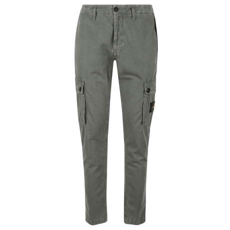 Stone Island pantalone uomo cargo paracadute tela stretch verde