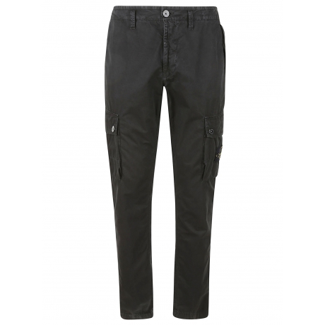 Stone Island pantalone uomo cargo paracadute tela stretch nero