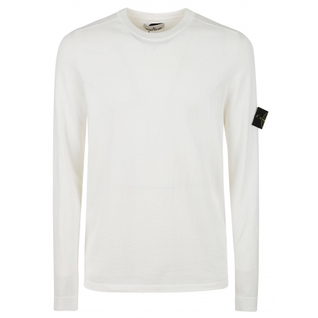 Stone Island Maglia uomo girocollo in cotone bianco