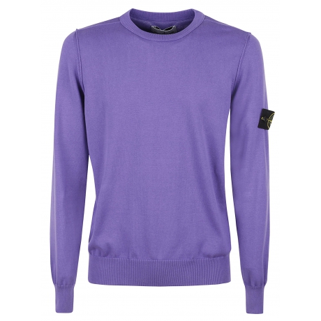 Stone Island maglia uomo girocollo in morbido cotone organico viola