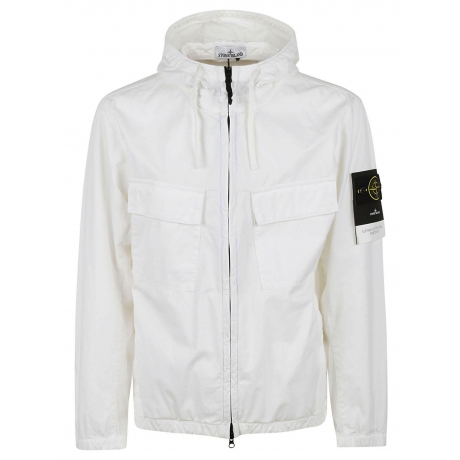 Stone Island overshirt uomo con cappuccio bianco