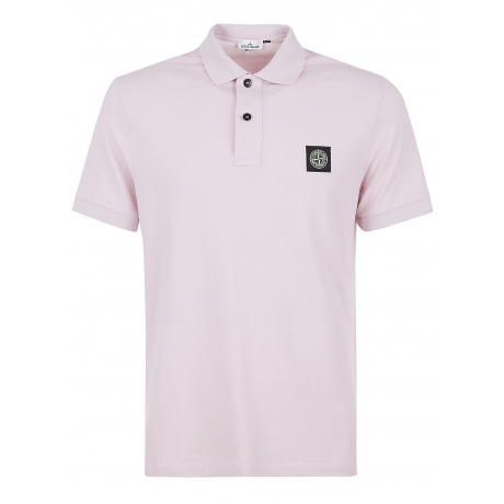 Stone Island polo uomo in cotone e micrologo rosa