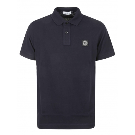 Stone Island polo uomo in cotone e micrologo blu