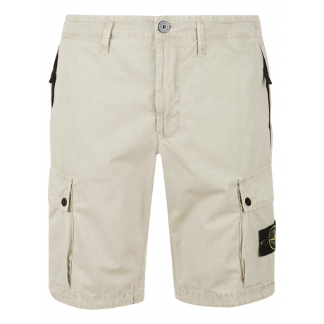 Stone Island bermuda uomo cargo old treatment in cotone smerigliato beige