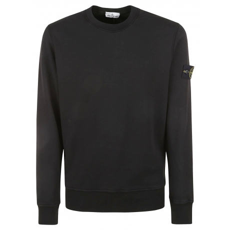 Stone Island felpa uomo girocollo in cotone nero