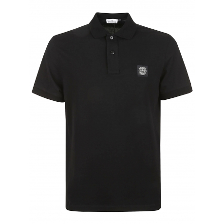 Stone Island polo uomo in cotone e micrologo nero