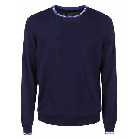 Fay maglia uomo girocollo in piquet di cotone blu