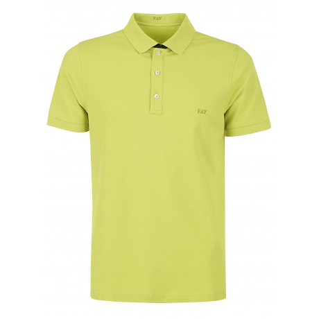 Fay polo maniche corte uomo in cotone stretch verde lime