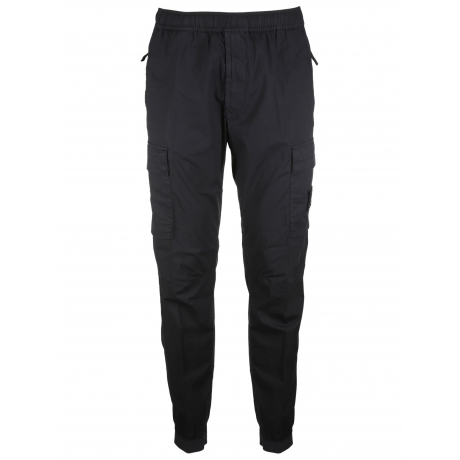 Stone Island pantaloni uomo cargo in tela stretch con elastico in vita blu